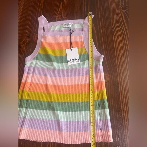 27 Miles Malibu Sherbet Pastel Stripe Multicolor Brielle Knit Tank Size L NWT - Picture 5 of 6